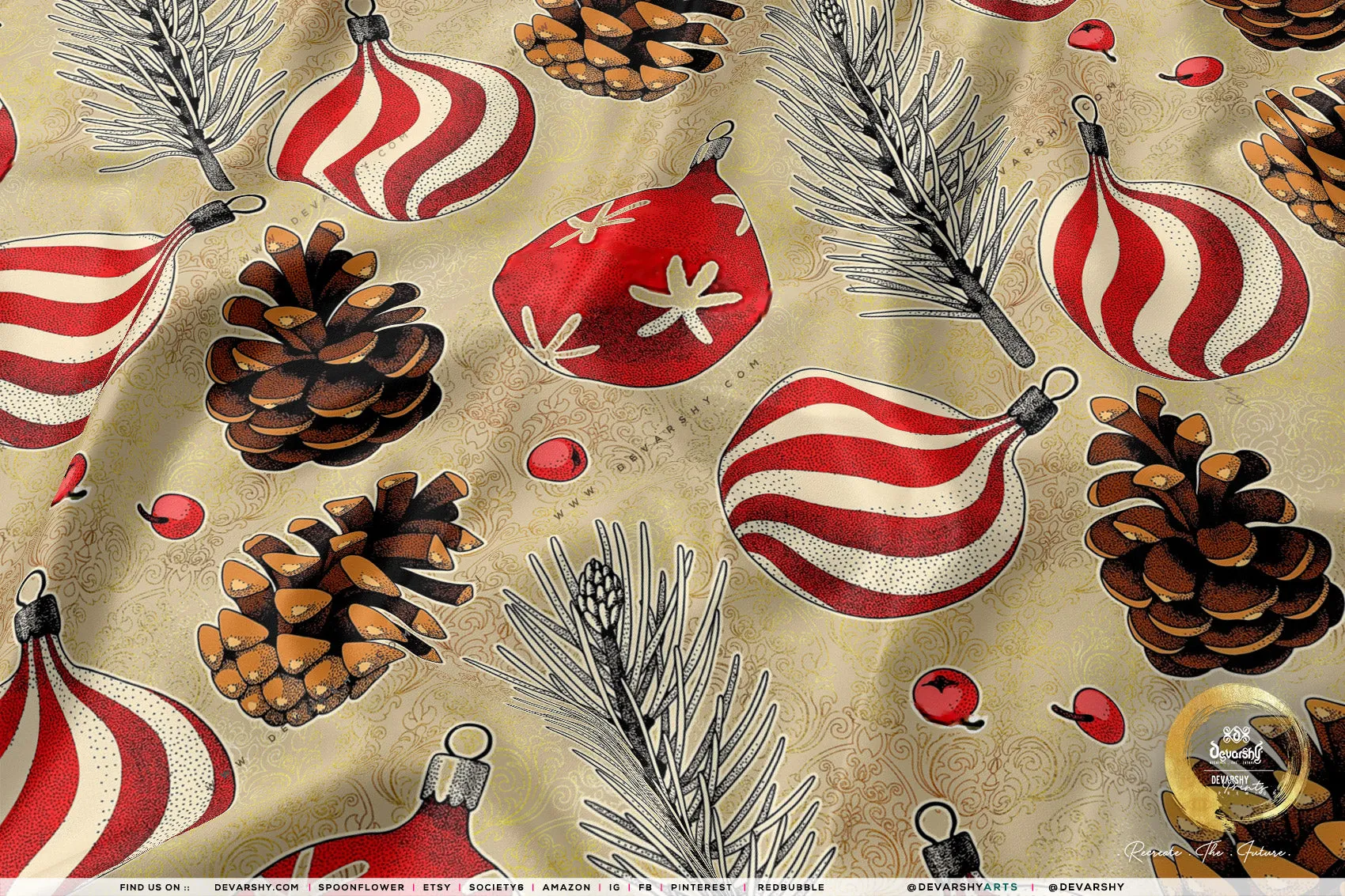 Xmas Decor Apparel Fabric 3Meters , 9 Designs | 8 Fabrics Option | Fabric By the Yard | 073